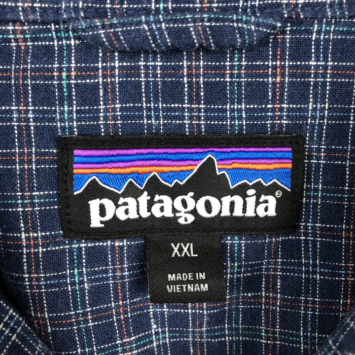 Patagonia 53139SP23 Check Pattern Short Sleeve Organic Cotton x Hemp Box Shirt Men's XXL equivalent Hemp blue type Vintage Second Hand