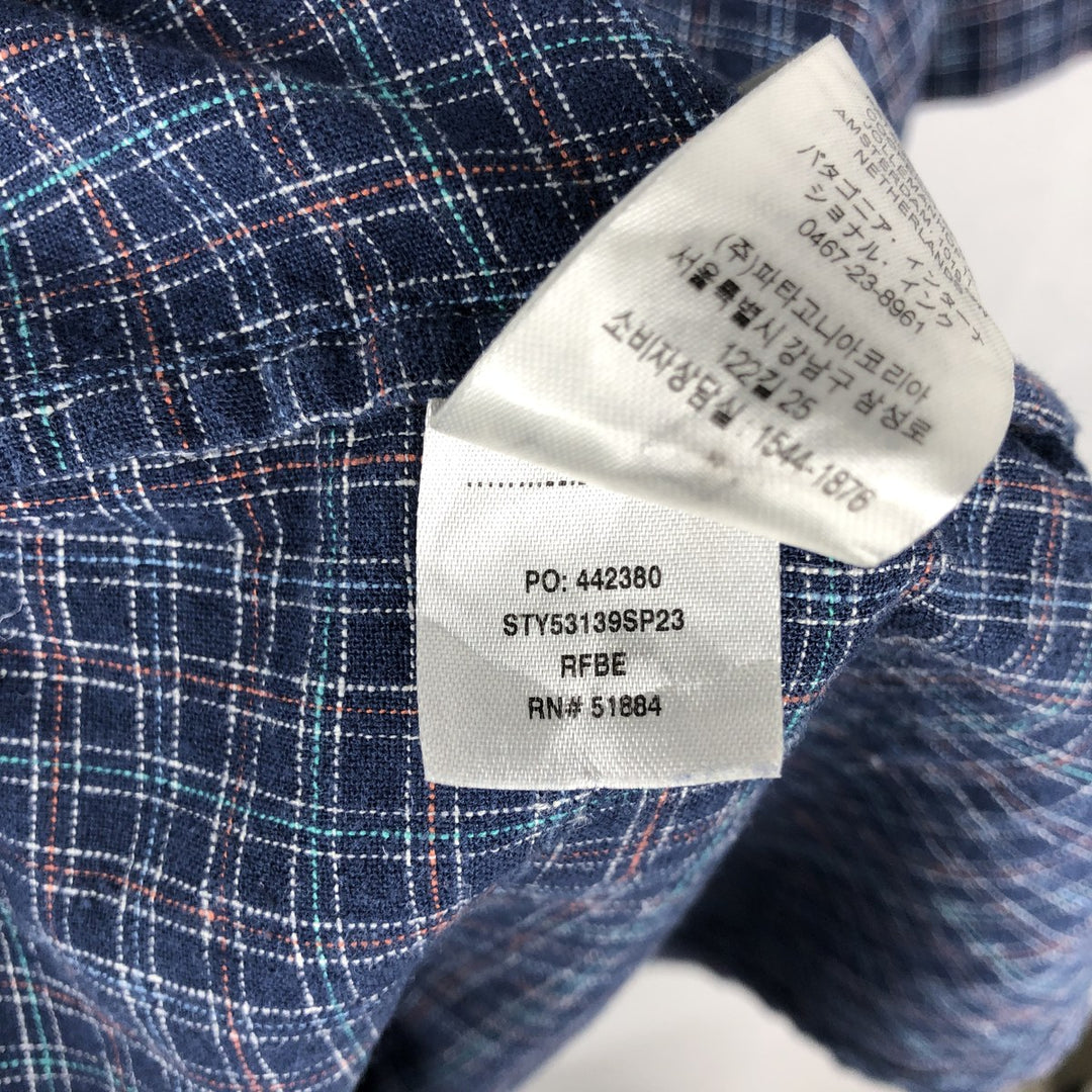 Patagonia 53139SP23 Check Pattern Short Sleeve Organic Cotton x Hemp Box Shirt Men's XXL equivalent Hemp blue type Vintage Second Hand