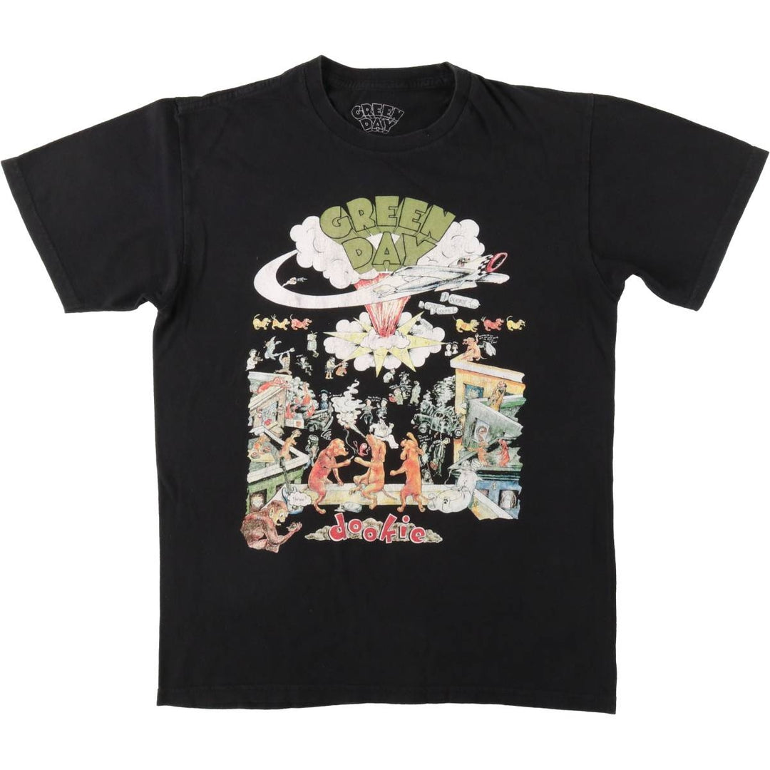 GREEN DAY Green Day Band T-shirt Band T Men's S size cotton black type Vintage Second Hand