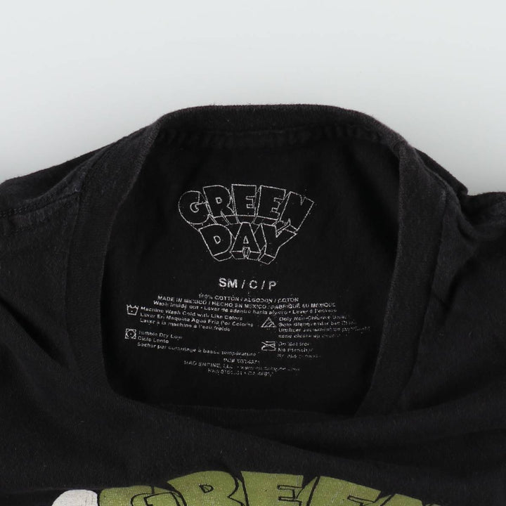 GREEN DAY Green Day Band T-shirt Band T Men's S size cotton black type Vintage Second Hand
