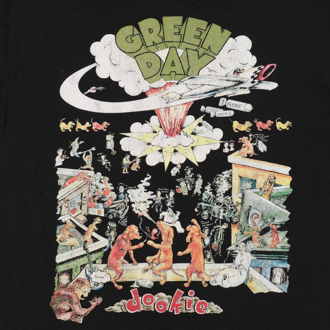 GREEN DAY Green Day Band T-shirt Band T Men's S size cotton black type Vintage Second Hand