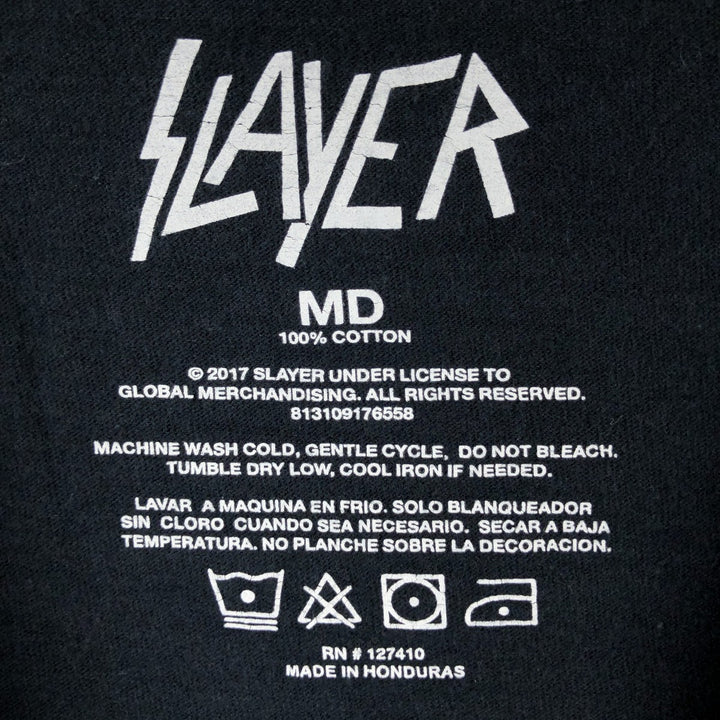 SLAYER Skull Pattern Band T-Shirt, Men's Medium cotton black type Vintage Second Hand