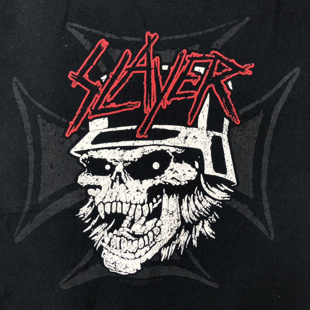 SLAYER Skull Pattern Band T-Shirt, Men's Medium cotton black type Vintage Second Hand