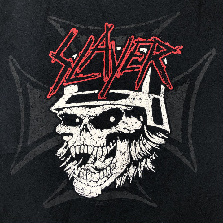 SLAYER Skull Pattern Band T-Shirt, Men's Medium cotton black type Vintage Second Hand