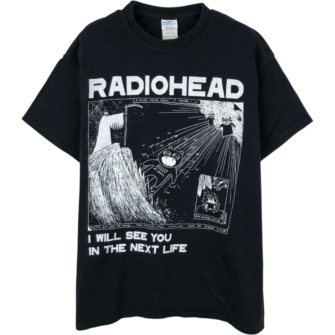 Port and Company x Radiohead Band T-shirt (Men's Size M) cotton black type Vintage Second Hand