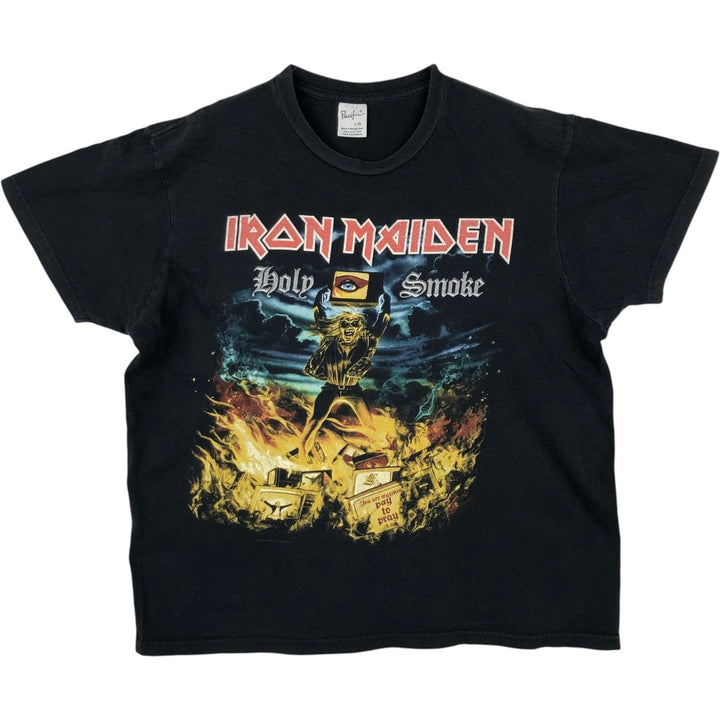 Pacific IRON MAIDEN band T-shirt, men's size L cotton black type Vintage Second Hand