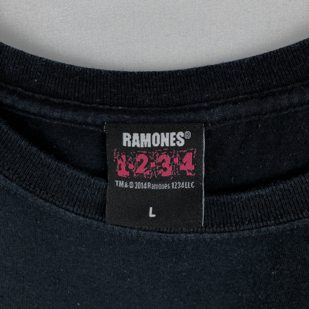 RAMONES Band T-shirt, Men's L size cotton black type Vintage Second Hand