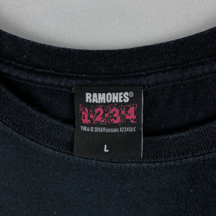 RAMONES Band T-shirt, Men's L size cotton black type Vintage Second Hand