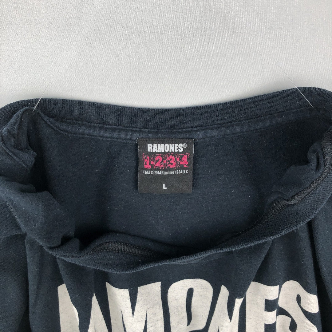 RAMONES Band T-shirt, Men's L size cotton black type Vintage Second Hand