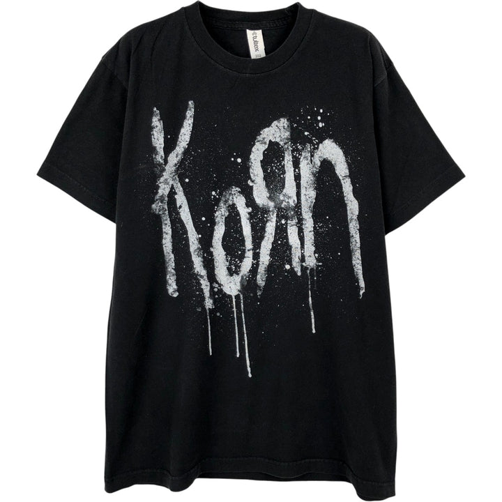 TULTEX KORN Band T-Shirt (Men's Size M) cotton black type Vintage Second Hand
