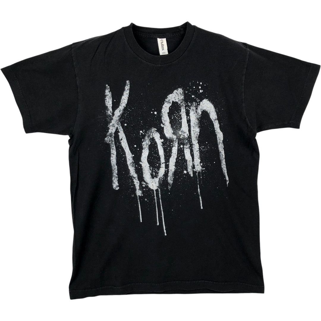 TULTEX KORN Band T-Shirt (Men's Size M) cotton black type Vintage Second Hand