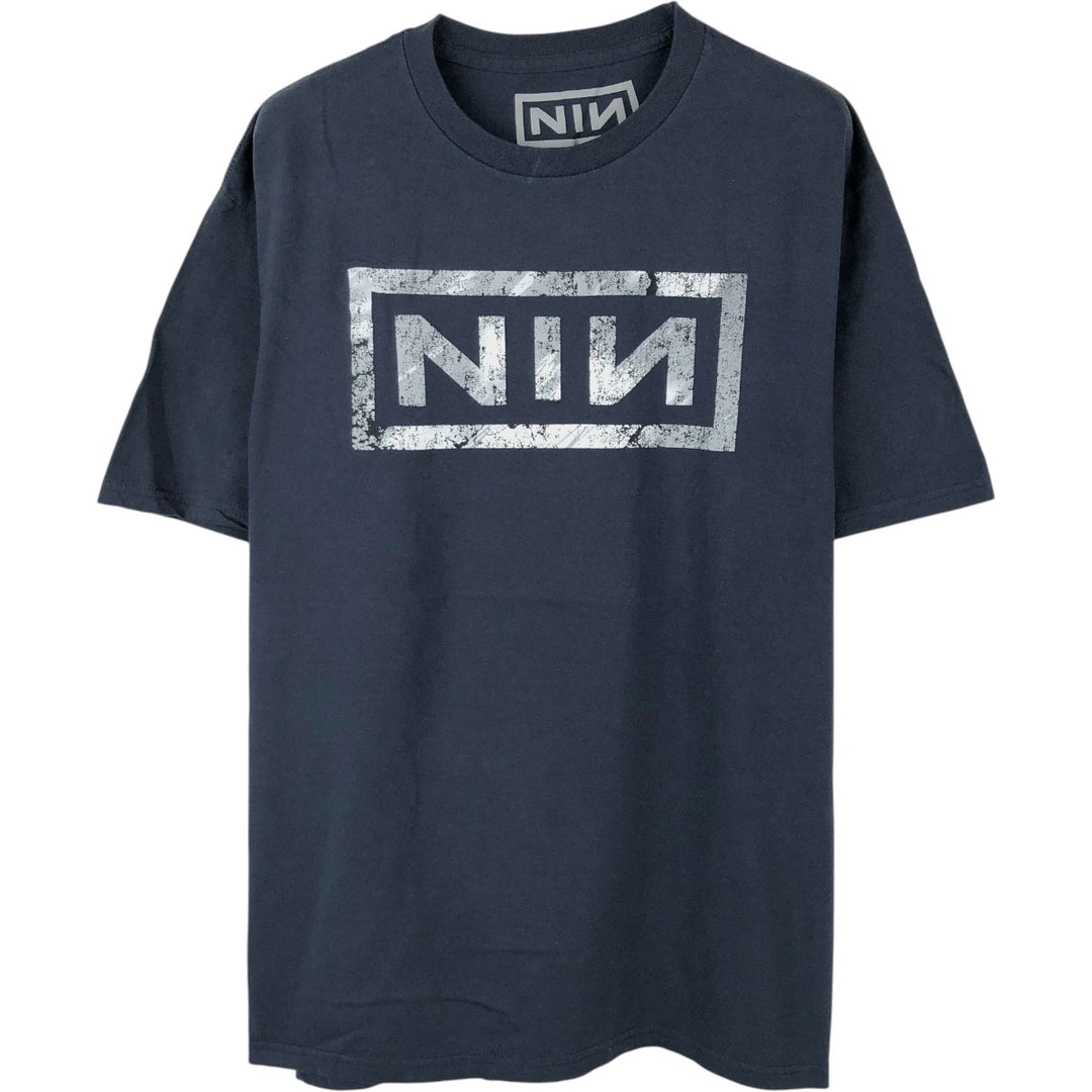 NINE INCHI NAILS Band T-shirt (Men's XL equivalent) cotton navy blue type Vintage Second Hand