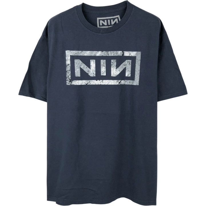 NINE INCHI NAILS Band T-shirt (Men's XL equivalent) cotton navy blue type Vintage Second Hand