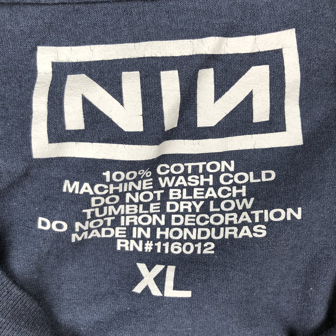 NINE INCHI NAILS Band T-shirt (Men's XL equivalent) cotton navy blue type Vintage Second Hand