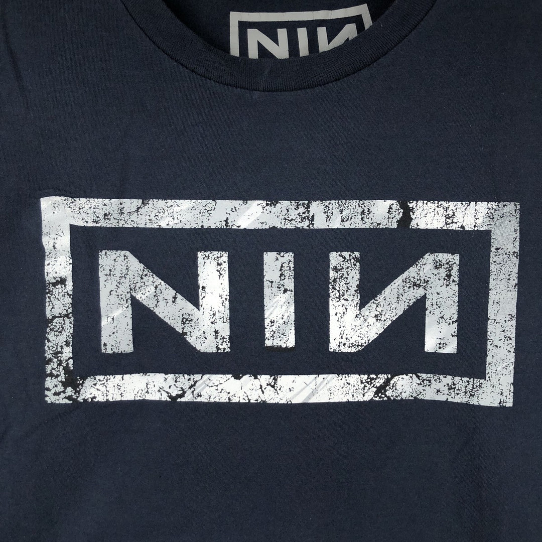 NINE INCHI NAILS Band T-shirt (Men's XL equivalent) cotton navy blue type Vintage Second Hand