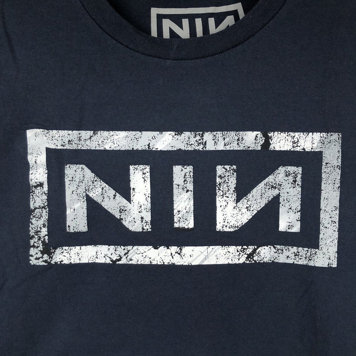 NINE INCHI NAILS Band T-shirt (Men's XL equivalent) cotton navy blue type Vintage Second Hand