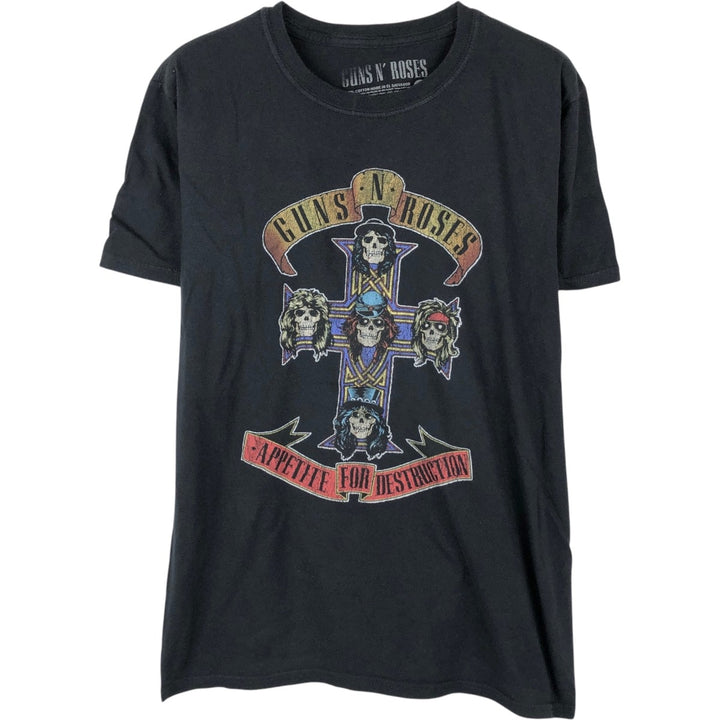 GUNS N' ROSES Guns N' Roses Band T-shirt Band Tee Men's M size cotton black type Vintage Second Hand