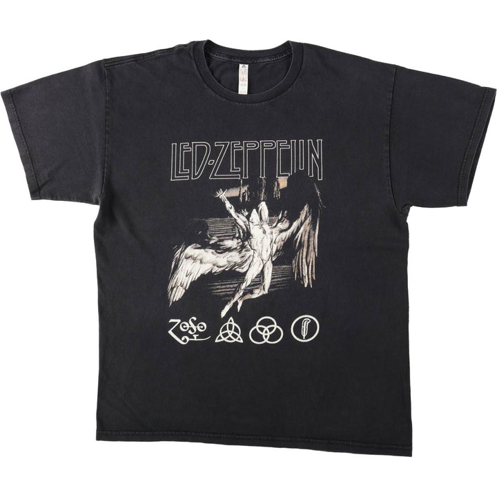 ALSTYLE Led Zeppelin Band T-Shirt (Men's Size L) cotton black type Vintage Second Hand