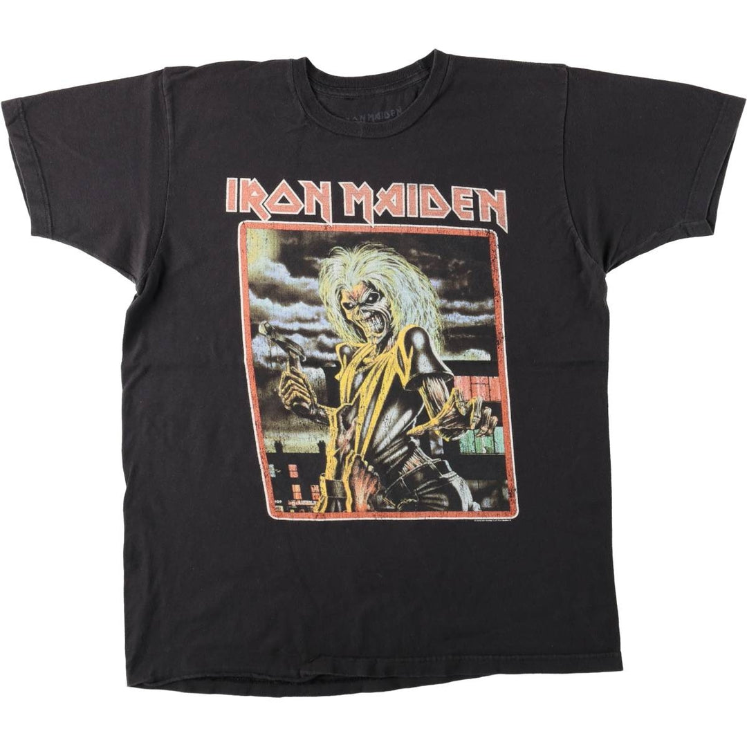 IRON MAIDEN Iron Maiden Band T-shirt Band T Men's L size cotton black type Vintage Second Hand