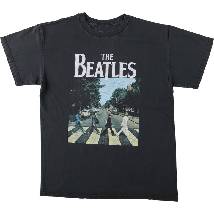 THE BEATLES Band T-shirt, Men's M size cotton black type Vintage Second Hand