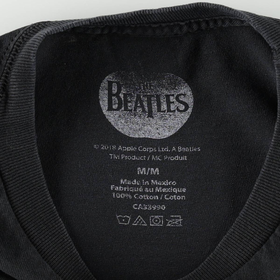 THE BEATLES Band T-shirt, Men's M size cotton black type Vintage Second Hand