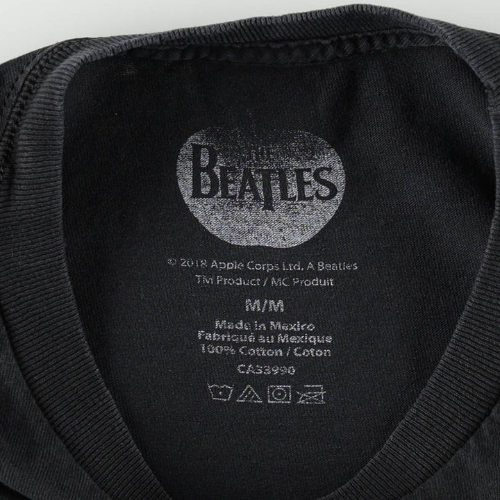 THE BEATLES Band T-shirt, Men's M size cotton black type Vintage Second Hand