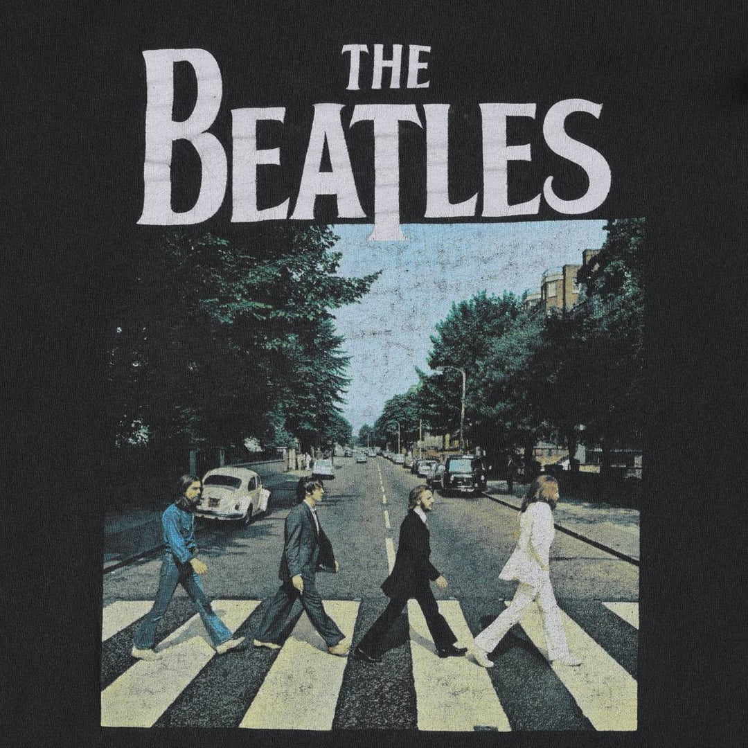 THE BEATLES Band T-shirt, Men's M size cotton black type Vintage Second Hand