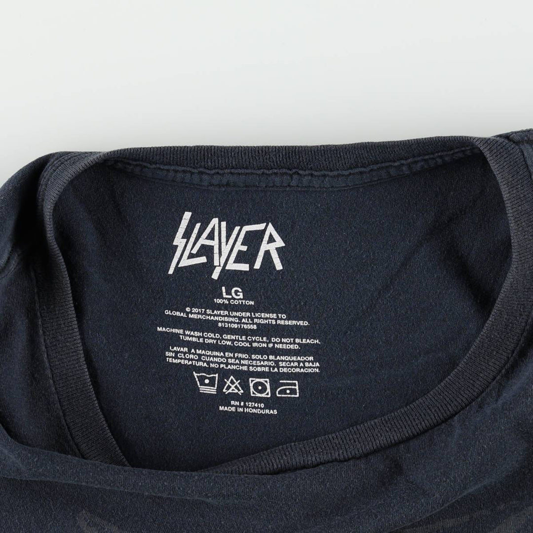 SLAYER Skull Pattern Band T-shirt, Men's L size cotton black type Vintage Second Hand