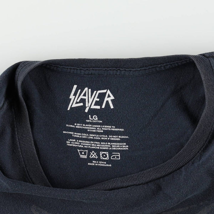 SLAYER Skull Pattern Band T-shirt, Men's L size cotton black type Vintage Second Hand
