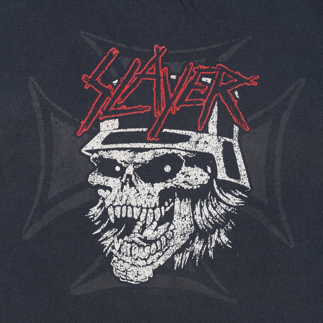 SLAYER Skull Pattern Band T-shirt, Men's L size cotton black type Vintage Second Hand