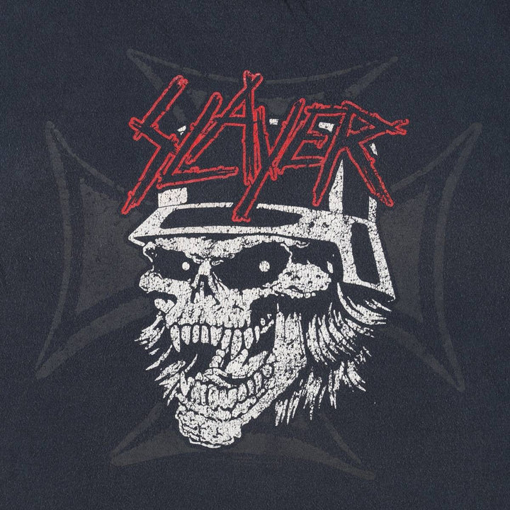 SLAYER Skull Pattern Band T-shirt, Men's L size cotton black type Vintage Second Hand