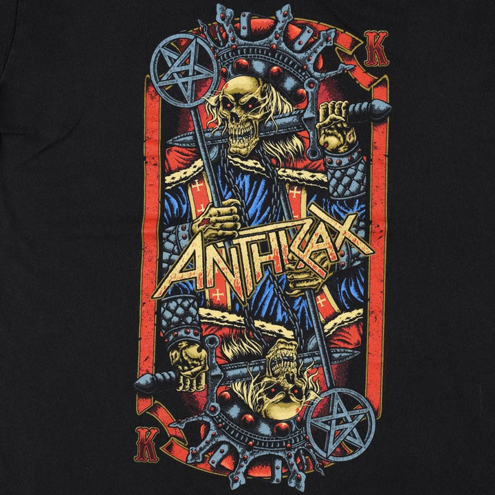 Gildan Anthrax Skull Pattern Band T-Shirt (Men's Size L) cotton black type Vintage Second Hand