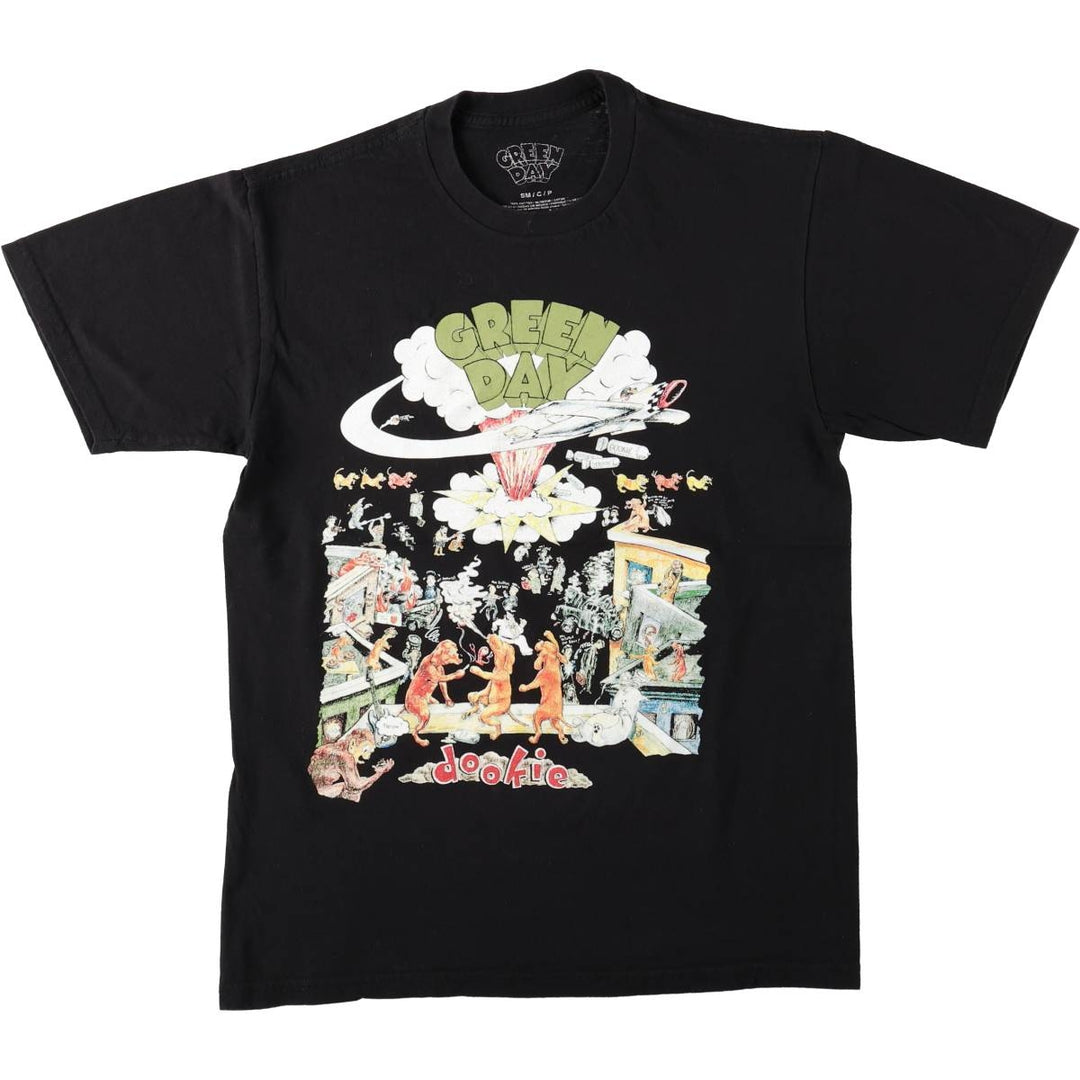 GREEN DAY Green Day Band T-shirt Band T Men's S size cotton black type Vintage Second Hand
