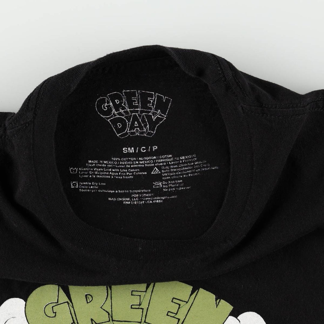 GREEN DAY Green Day Band T-shirt Band T Men's S size cotton black type Vintage Second Hand