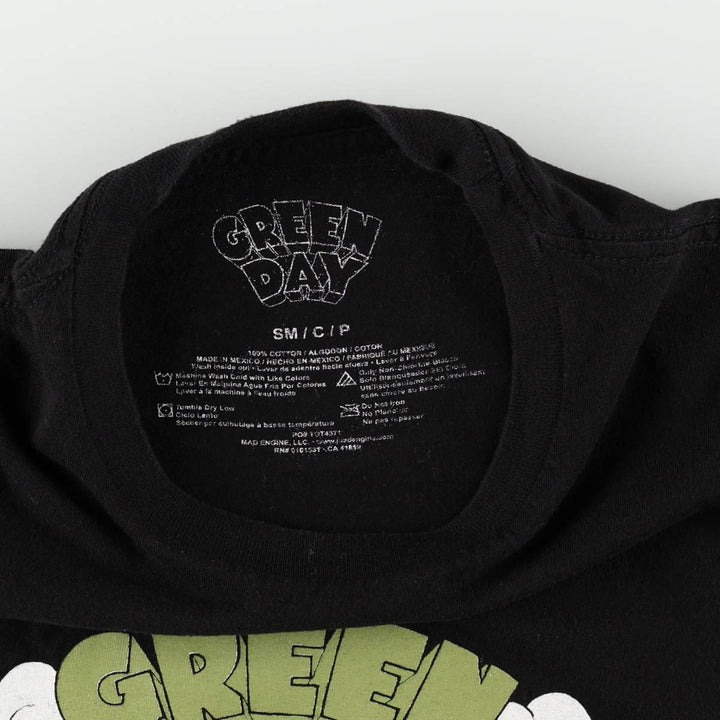 GREEN DAY Green Day Band T-shirt Band T Men's S size cotton black type Vintage Second Hand