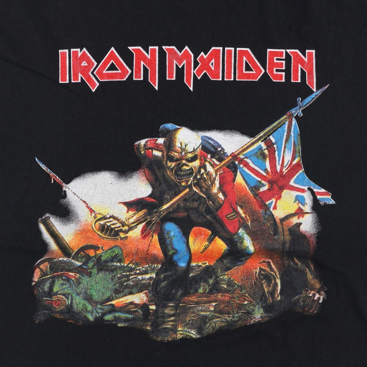 IRON MAIDEN Iron Maiden Band T-shirt Band T Men's L size cotton black type Vintage Second Hand