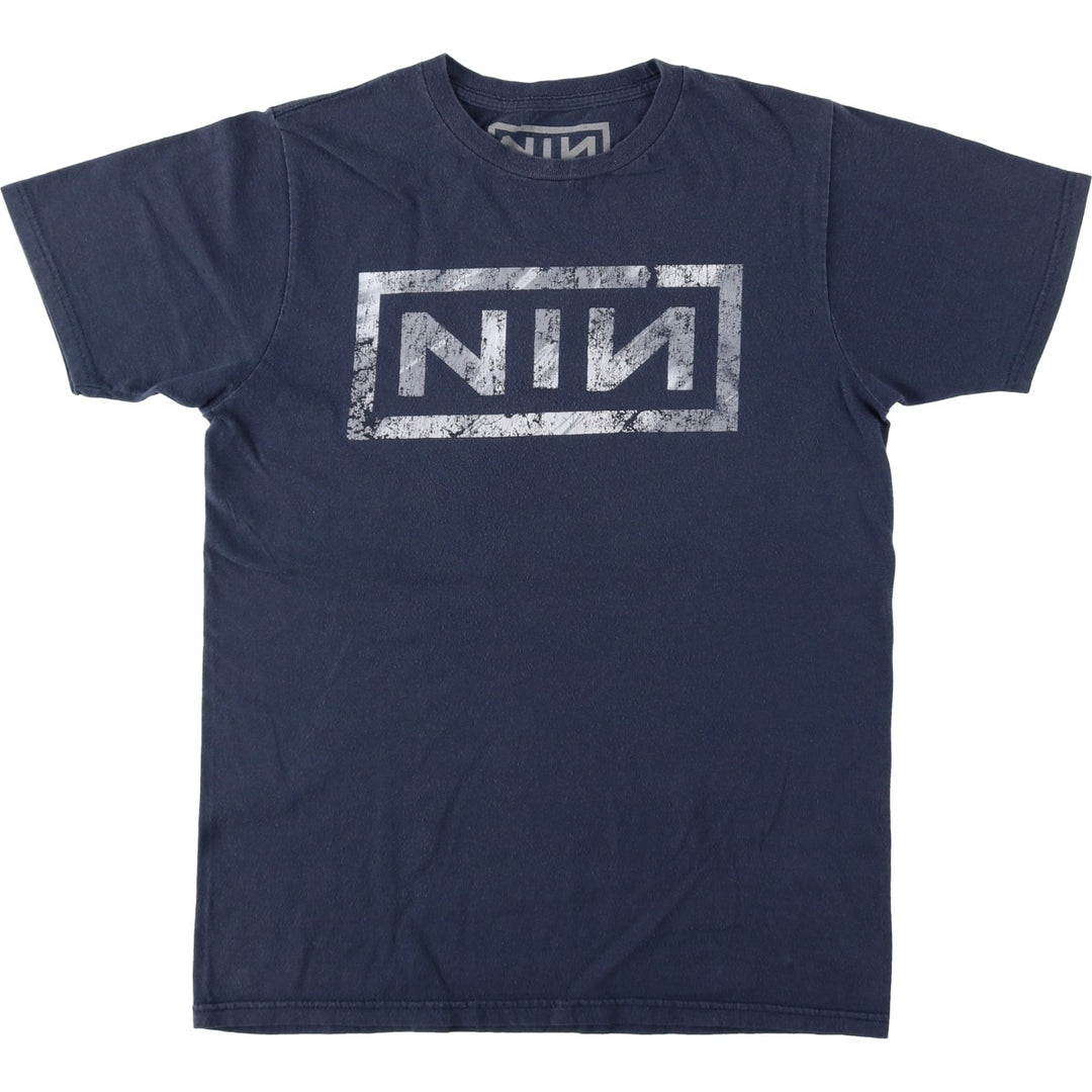 NINE INCHI NAILS Band T-shirt (Men's size M) cotton navy blue type Vintage Second Hand