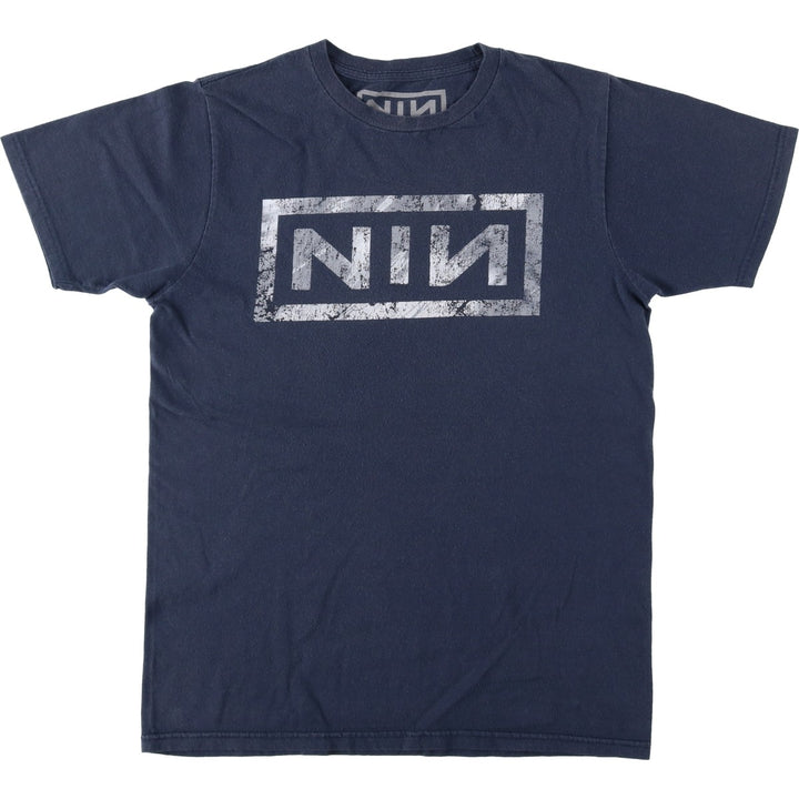 NINE INCHI NAILS Band T-shirt (Men's size M) cotton navy blue type Vintage Second Hand