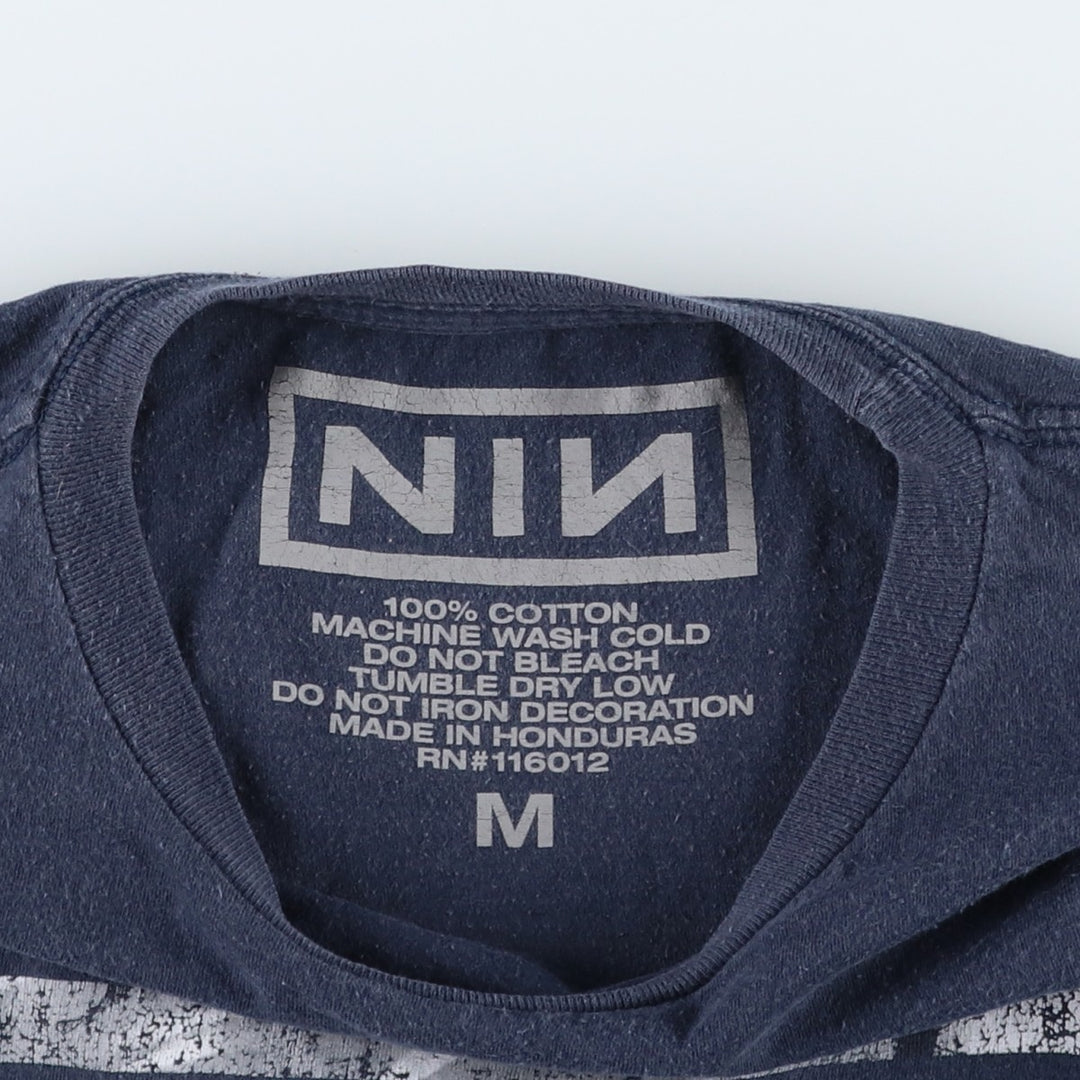 NINE INCHI NAILS Band T-shirt (Men's size M) cotton navy blue type Vintage Second Hand