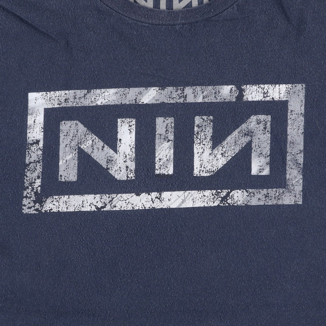 NINE INCHI NAILS Band T-shirt (Men's size M) cotton navy blue type Vintage Second Hand