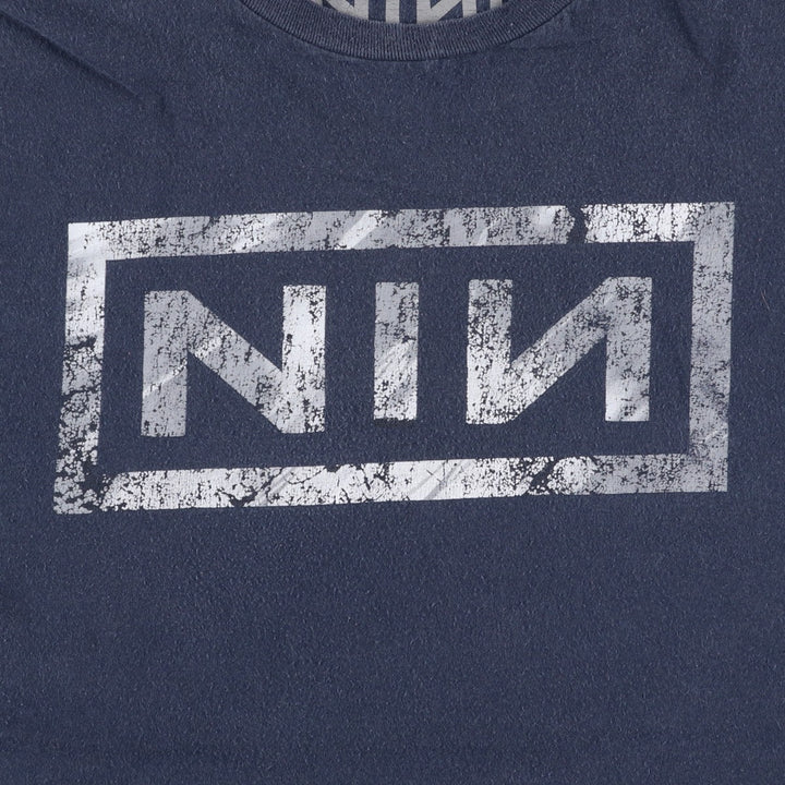 NINE INCHI NAILS Band T-shirt (Men's size M) cotton navy blue type Vintage Second Hand
