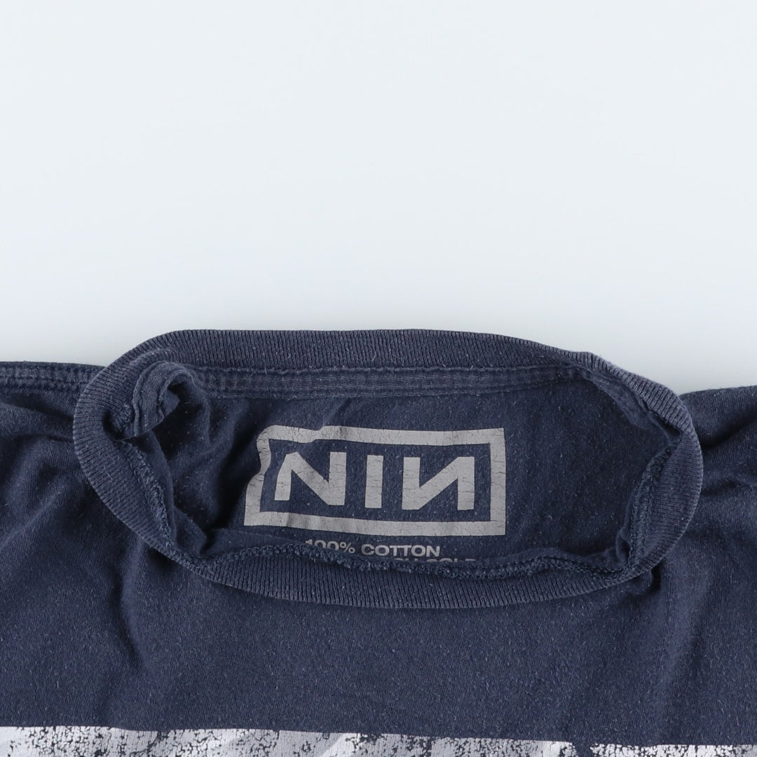 NINE INCHI NAILS Band T-shirt (Men's size M) cotton navy blue type Vintage Second Hand