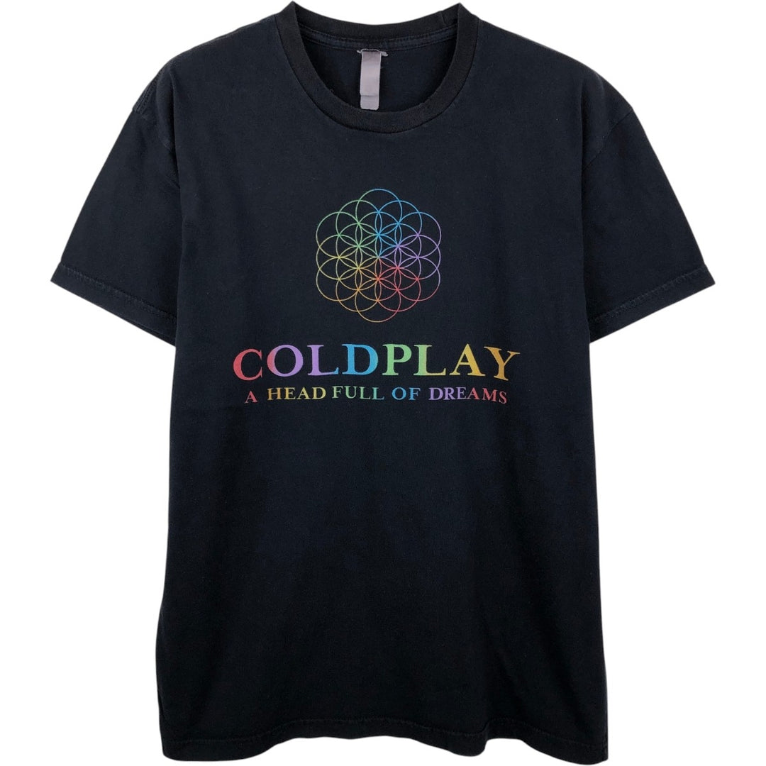 Coldplay band t-shirt, men's size S (equivalent) cotton black type Vintage Second Hand