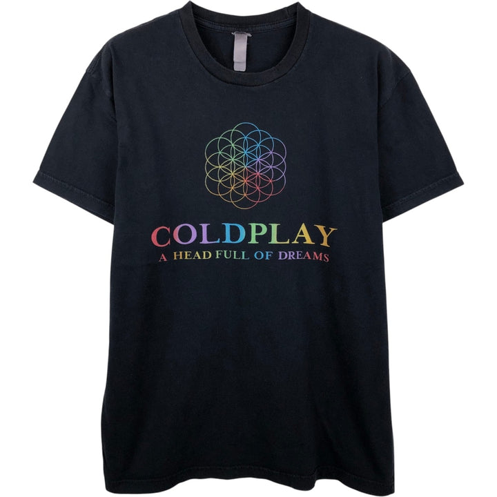Coldplay band t-shirt, men's size S (equivalent) cotton black type Vintage Second Hand