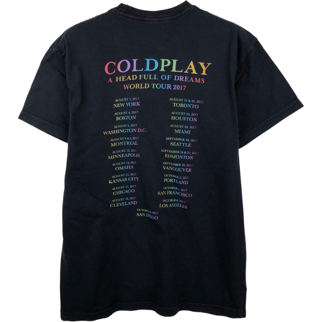 Coldplay band t-shirt, men's size S (equivalent) cotton black type Vintage Second Hand
