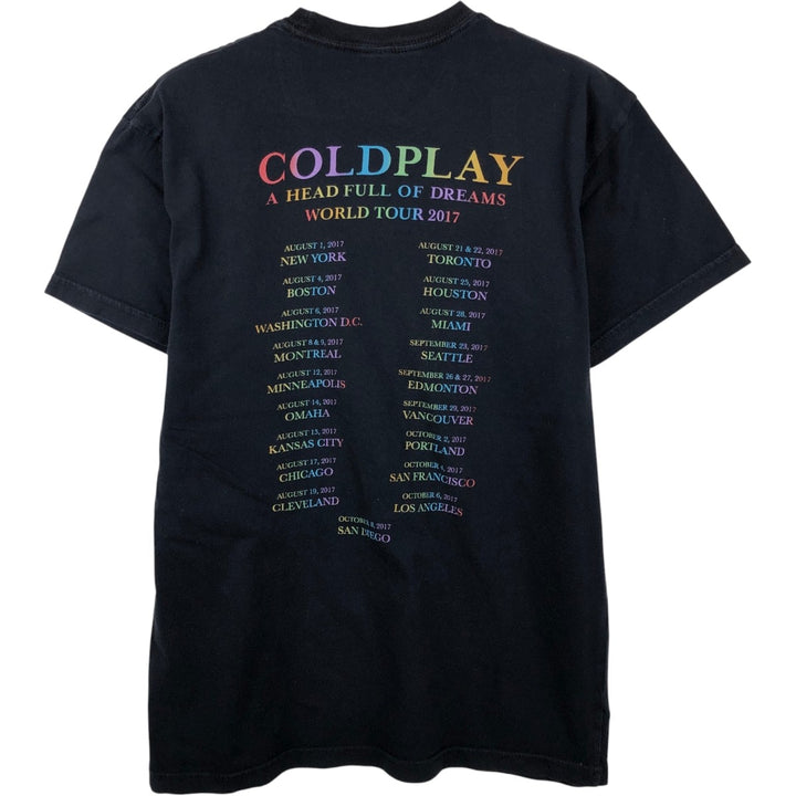 Coldplay band t-shirt, men's size S (equivalent) cotton black type Vintage Second Hand