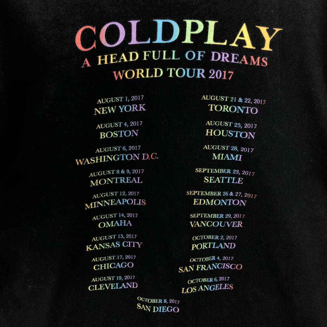 Coldplay band t-shirt, men's size S (equivalent) cotton black type Vintage Second Hand