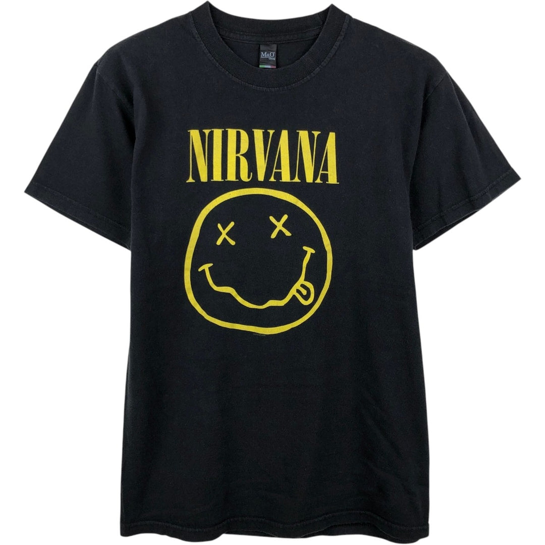 M&O Gold NIRVANA Band T-Shirt (Men's Size S) cotton black type Vintage Second Hand