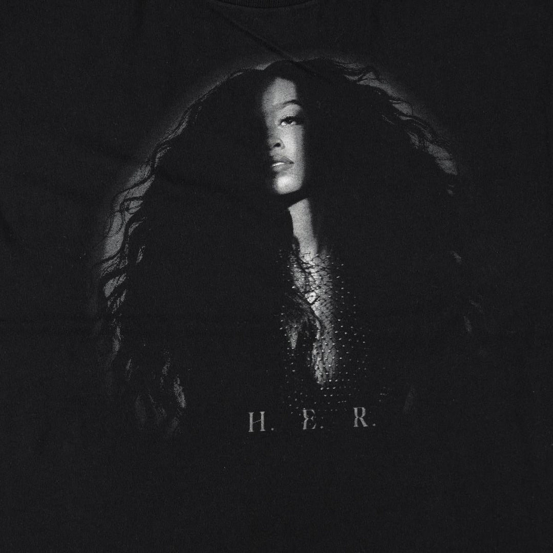 HER Wrap T-shirt, Men's Size L (equivalent) cotton black type Vintage Second Hand
