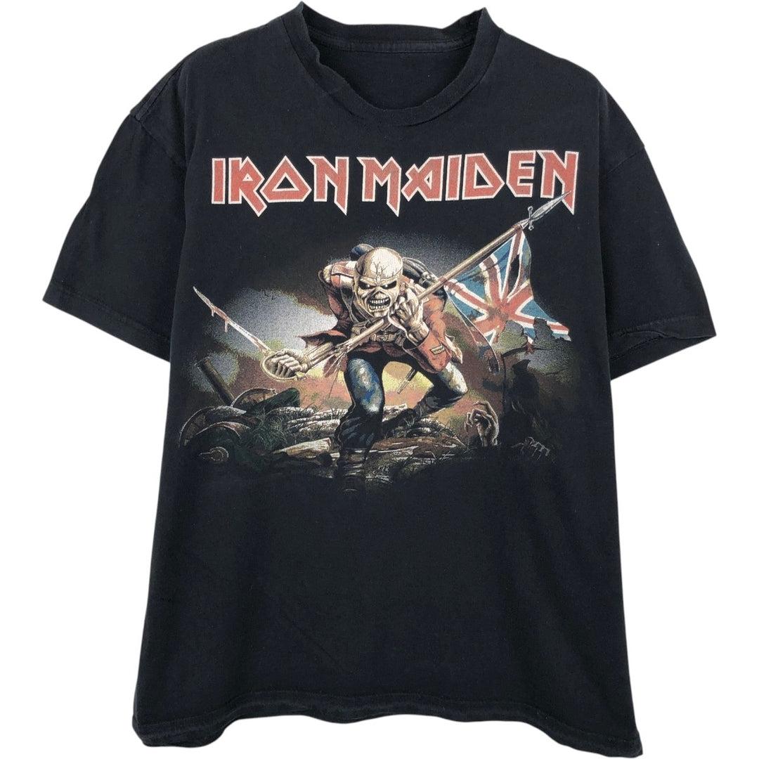 IRON MAIDEN Iron Maiden Band T-shirt Band T Men's M size unclear black type Vintage Second Hand